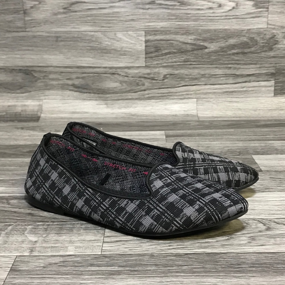 Skechers Cleo-Study Plaid Knit Skimmer Flats